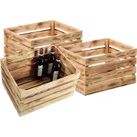 Kesper Fruitkisten opslagbox - 3x - old look - lichtbruin - hout - L46 x B36 x H28 cm - Decoratie huis en tuin - Kisten/kistjes