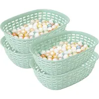 Hega hogar Opbergmandje/kastmandje - 4x - mintgroen - 2 liter - kunststof - 18 x 25 x 7 cm - kleine opslag bakjes - manden