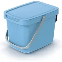 Usorteret GFT aanrecht afvalbak - lichtblauw - 6L - afsluitbaar - 20 x 26 x 20 cm - klepje/hengsel - kleine prullenbakken