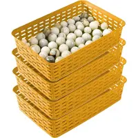 Hega hogar Opbergmandje/ladeverdeler - 4x - okergeel - 2 liter - kunststof - 17 x 25 x 6 cm - kleine opslag bakjes - manden