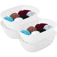 Hega hogar Opbergmandje/kastmandje - 4x - wit - 2 liter - kunststof - 18 x 25 x 7 cm - kleine opslag bakjes - manden