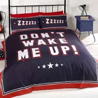 Finest Homeware Dekbedovertrek Don't wake me up navy - polykatoen - 1-persoons (135x200 + 50x75 cm)