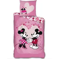 Disney Mickey & Minnie Mouse kinderdekbedovertrek Roze hart - microvezel
