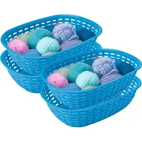 Hega hogar Opbergmandje/kastmandje - 4x - blauw - 3 liter - kunststof - 21 x 30 x 7 cm - kleine opslag bakjes - manden