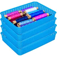 Hega hogar Opbergmandje/ladeverdeler - 4x - blauw - 4.5 liter - kunststof - 26 x 35 x 6 cm - kastmandjes - manden