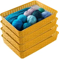Hega hogar Opbergmandje/ladeverdeler - 4x - okergeel - 4.5 liter - kunststof - 26 x 35 x 6 cm - kastmandjes - manden