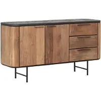 DTP Home Dresser Soho, 2 doors, 3 drawers,85x160x45 cm, recycled teakwood and mortex