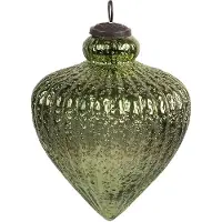 Clayre & Eef Kerstbal Ø 16x20 cm Groen Glas Kerstboomversiering Groen Kerstboomversiering