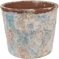 Clayre & Eef Bloempot Ø 23x20 cm Beige Blauw Terracotta Beige