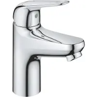GROHE Swift wastafelkraan - s-size - opbouw - voorsprong 10.4cm - met klikwaste - chroom 24323001