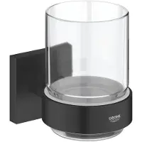 GROHE QuickFix Start Cube glas met houder - Glas/Metaal - Matte Black