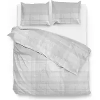 Zo! Home Dekbedovertrek Marley Cloud Grey - 100% Katoen-flanel - 200 x 200/220 cm