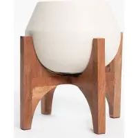 Sissy-Boy Witte plantenpot met houten standaard