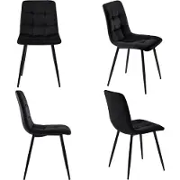 Merax Eetkamerstoelen Set van 4 - Zwart - Velvet Bekleding - Metalen Frame - Design Stoelen met Rugleuning