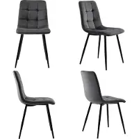 Merax Eetkamerstoelen Set van 4 - Donkergrijs - Velvet Bekleding - Metalen Frame - Design Stoelen met Rugleuning