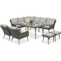 Garden Point Bilbao Comida tuinmeubelen 7 + 2 poefs grijs