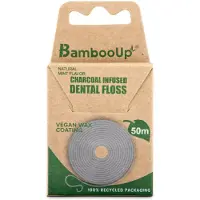 BambooUp Charcoal Floss 50 mtr Wax, Fluor & Mint