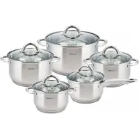 King Hoff Pannenset 10 ITEMS. KH-4449, Pan + steelpan, Zilver