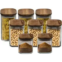 Secret De Gourmet Set van 8x keuken voorraadbussen/potten glas 0.6-1.0-1.3 Liter inhoud - Voorraadpot