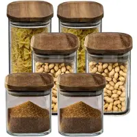 Secret De Gourmet Set van 6x keuken voorraadbussen/potten glas 0.6-1.0-1.3 Liter inhoud - Voorraadpot