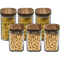 Secret De Gourmet Set van 6x keuken voorraadbussen/potten glas 1.0 en 1.3 Liter inhoud - Voorraadpot