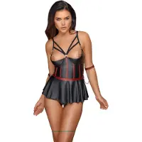 Cottelli collection Bondage - glanzende set met armboeien (zwart) - 85B/L
