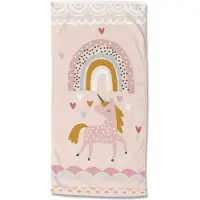 Droomtextiel Unilove Roze Kinder Strandlaken - Handdoek 75x150 cm - Heerlijk Zacht - Velours