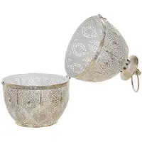 Beliani AMORGOS - windlichtzuilen-Goud-Metaal
