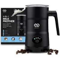 Infinity Goods 4-in-1 Elektrische Melkopschuimer - 350 ml - Opschuimen en verwarmen - Cappuccino - Vaatwasserbestendig - Zwart