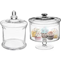 Secret De Gourmet Set van 2x voorraadpotten/koektrommels 1L en 1,8L glas met deksel - Voorraadpot