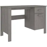 vidaXL Bureau HAMAR, lichtgrijs, 113x50x75 cm, massief grenenhout
