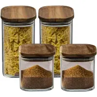 Secret De Gourmet Set van 4x keuken voorraadbussen/potten glas 0.6 en 1.3 Liter inhoud - Voorraadpot