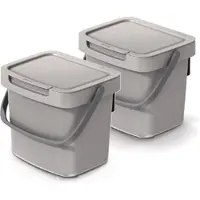 Keden GFT aanrecht afvalbak - 2x - beige - 3L - afsluitbaar - 19 x 17 x 15 cm - klepje/hengsel - afval scheiden