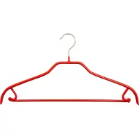 Mawa [Set van 5] 41FRS - ruimtebesparende metalen kledinghangers met broeklat, rokhaken en rode anti-slip coating