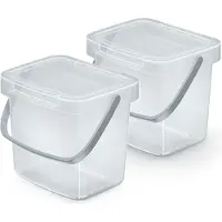 Keden GFT aanrecht afvalbak - 2x - transparant - 3L - afsluitbaar - 19 x 17 x 15 cm - klepje/hengsel - afval scheiden