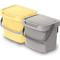 Keden GFT aanrecht afvalbakjes set - 2x - beige/lichtgeel - 3L - 19 x 17 x 15 cm - klepje/hengsel