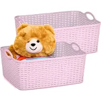 PlasticForte opbergmandje/kastmandje - 4x - 11 liter - oud roze - kunststof - 35 x 28 x 16 cm - nestbaar