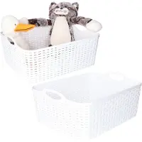 PlasticForte opbergmandje/kastmandje - 3x - 11 liter - wit - kunststof - 35 x 28 x 16 cm - nestbaar