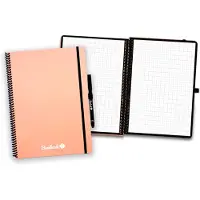 Bambook Colourful uitwisbaar notitieboek - Roze - A4 - Geruite pagina's - Duurzaam, herbruikbaar whiteboard schrift - Met 1 gratis stift