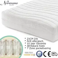 Nirwana bedden Matras - Stevig - Pocketveer matras - Eenpersoons matras - 80x220x21 Kouschuim