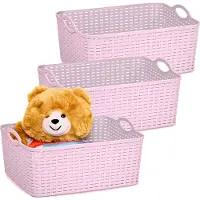 PlasticForte opbergmandje/kastmandje - 3x - 11 liter - oud roze - kunststof - 35 x 28 x 16 cm - nestbaar