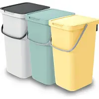 Keden GFT/rest afvalbakken set - 3x - 25L - geel/groen/wit - 26 x 29 x 48 cm - afval scheiden