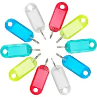 FSW-Products - Sleutellabels met Schrijfvlak - 10 Stuks - Sleutelhangers - Karabijnhaak - Keycords - Labels Sleutelhangers Naam - Doorzichtig