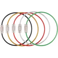 FSW-Products - 5 Stuks - Staaldraad - Sleutelhangers - 15cm - Stalen Sleutel Hanger - Sleutelring - Keycord - Keychain - Sleutelbos Wire - Sleutelringen - RVS