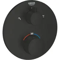 GROHE Grohtherm Douchemengkraan - afdekset - thermostatisch - 2 uitgangen - met omstelling - rond - matte black 1022082430