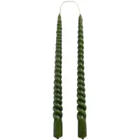 Rustik Lys Dinerkaarsen 'Swirl' Set van 2, Hunting Green