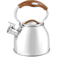 Florina Joe fluitketel geborsteld RVS zilver / bruin 2.5 Liter inklapbaar handvat