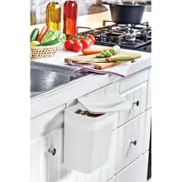 Doreline - Ophangbare Prullenbak met Deksel - Kunststof Prullenbak - Keuken Prullenbak - 4 liter - Wit - 17 x 13 x 21 cm