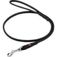 Waudog Soft Hondenriem / Hondenlijn - Echt leder - Rond - Zwart (mat) - Diameter: 8 mm - Lengte: 122 cm