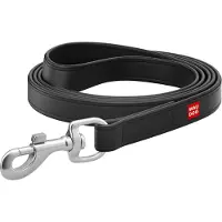Waudog Design Hondenriem / Hondenlijn - Echt Leder - Zwart - Breedte: 18 mm - Lengte: 122 cm